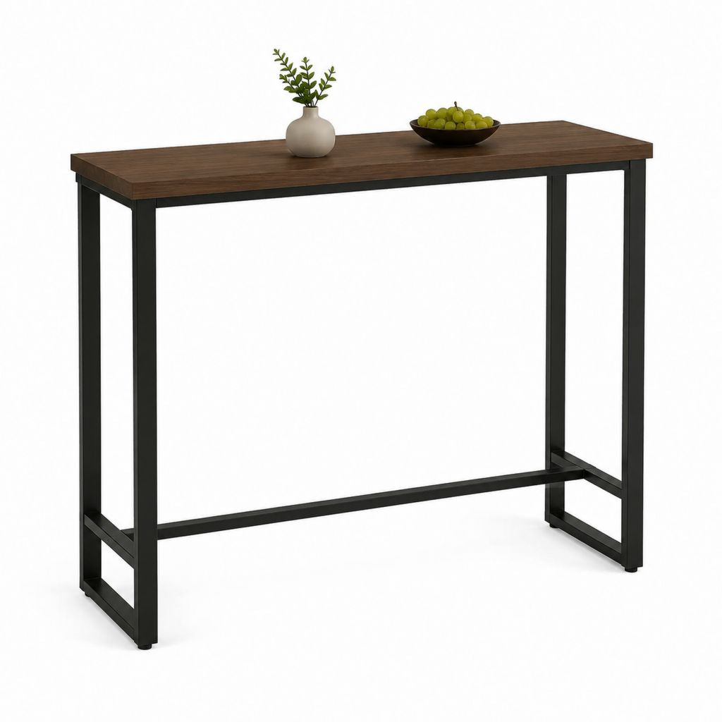 Tavolo da bar rettangolare marrone in MDF e acciaio 120 x 60 x 105 cm