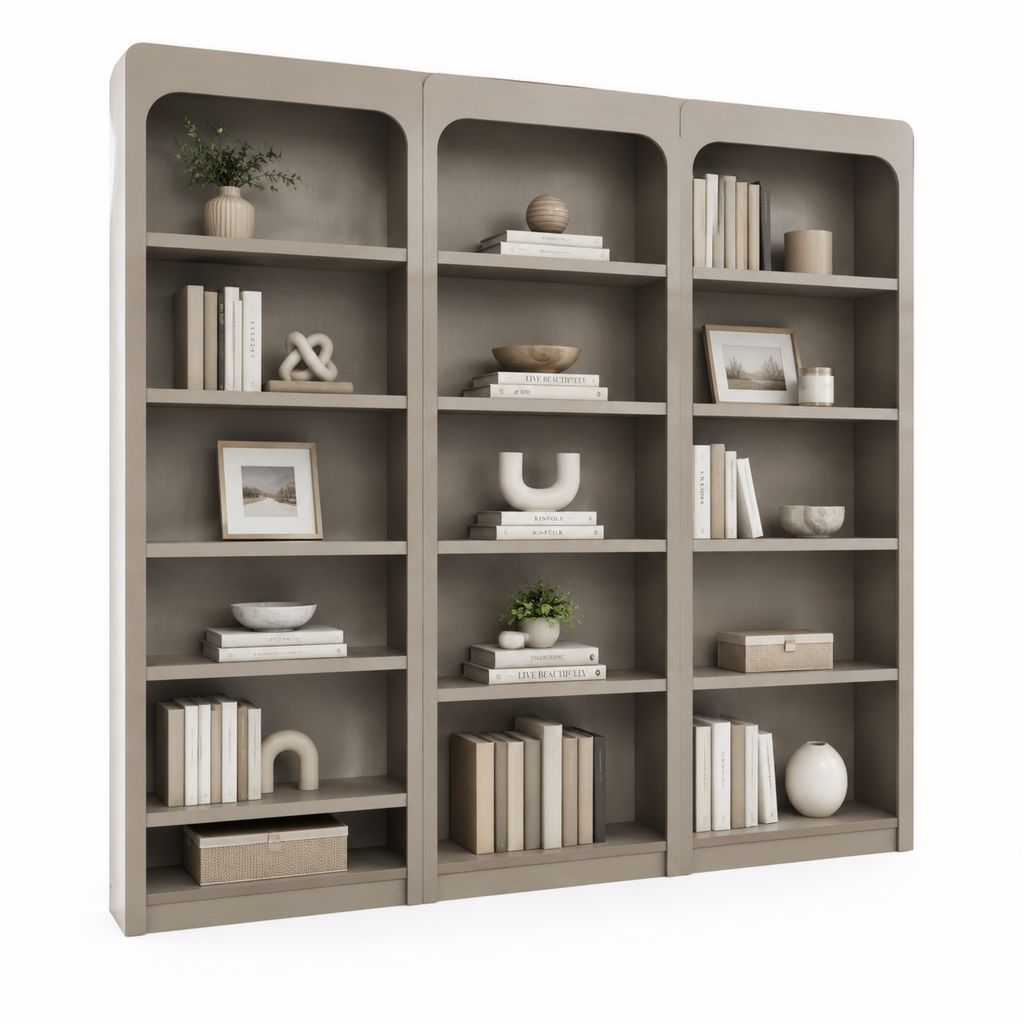 Libreria a 3 moduli grigio tortora in pannello truciolare nobilitato 180 x 30 x 200 cm