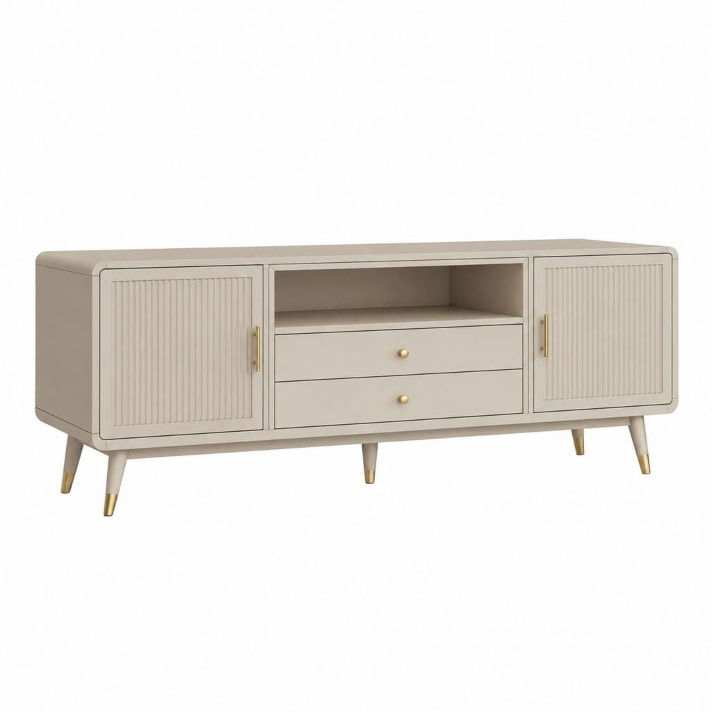 Mobile TV rettangolare tortora in MDF laccato con 2 ante 2 cassetti 160 x 75 x 45 cm