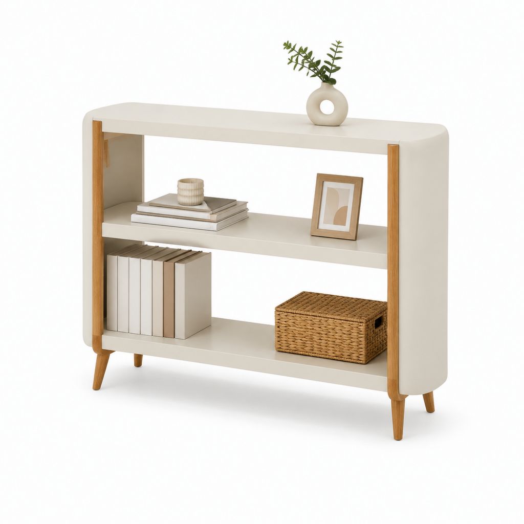 Libreria da soggiorno bianca in MDF e legno massello con 3 ripiani 100 x 30 x 100 cm