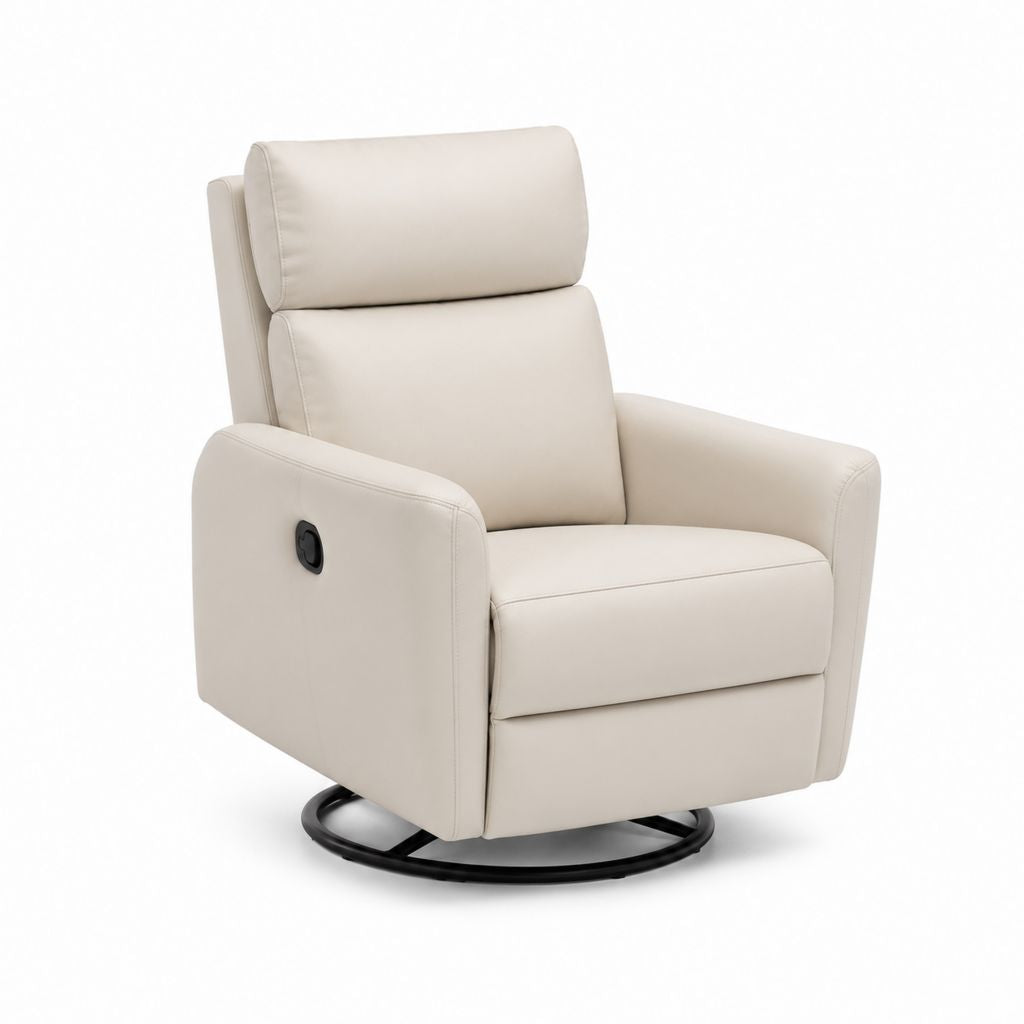 Poltrona reclinabile girevole beige in pelle PU 76 x 85 x 100 cm