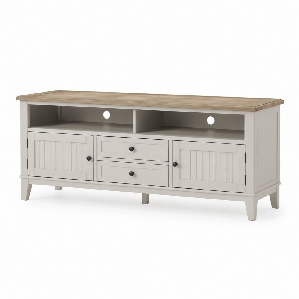 Mobile TV rettangolare grigio e rovere in MDF e legno massello 150 x 45 x 60 cm