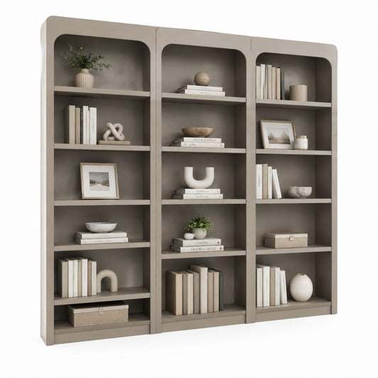 Libreria a 3 moduli grigio tortora in pannello truciolare nobilitato 180 x 30 x 200 cm