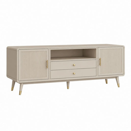 Mobile TV rettangolare tortora in MDF laccato con 2 ante 2 cassetti 160 x 75 x 45 cm